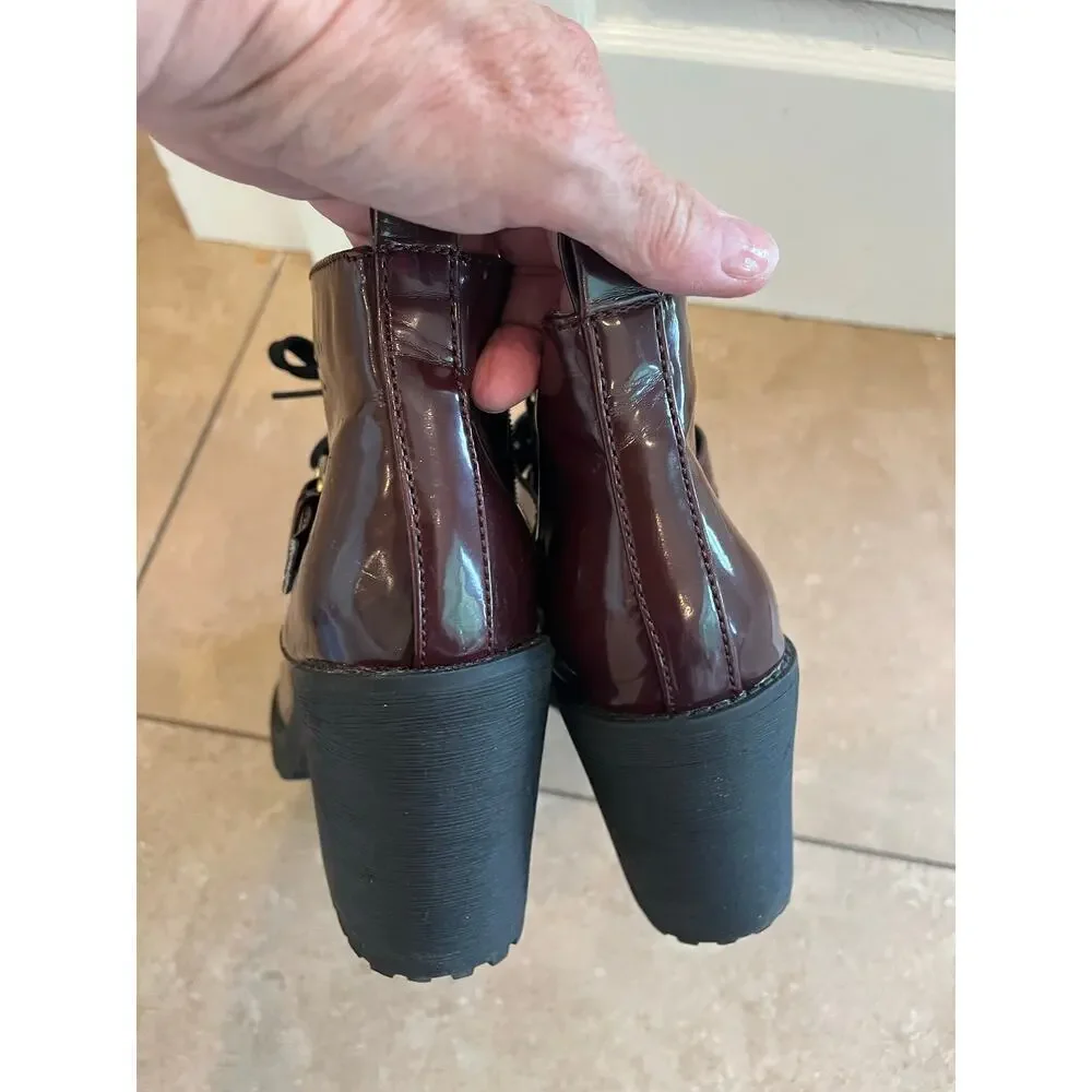 Mudd Whimsigoth Chunky Platform Patent Leather Boots Women 8.5 Y2K Grunge Witch